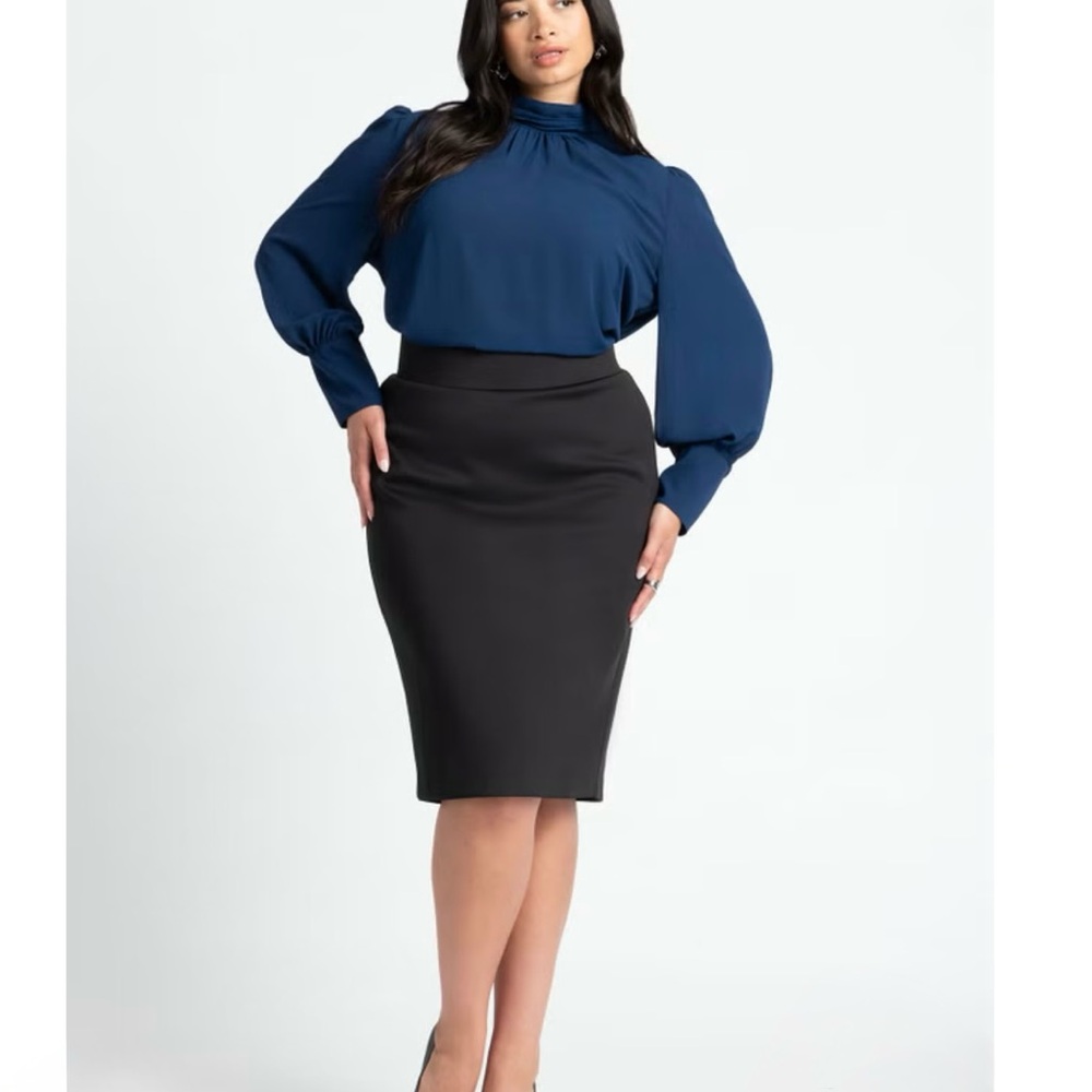 Eloquii Black Neoprene Pencil Skirt
